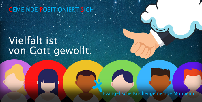 Banner mit Schriftzug "Vielfalt ist von Gott gewollt"