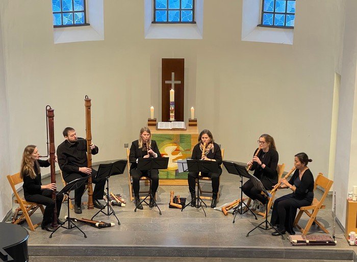 Das Blockflöten-Ensemble Flautissimo musitziert in der Altstadtkirche